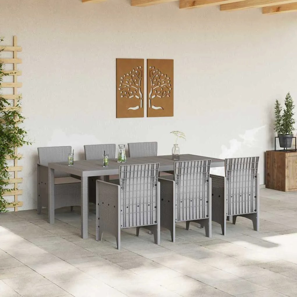 Conjunto de Jantar para Jardim 7 pcs Cinzento-claro