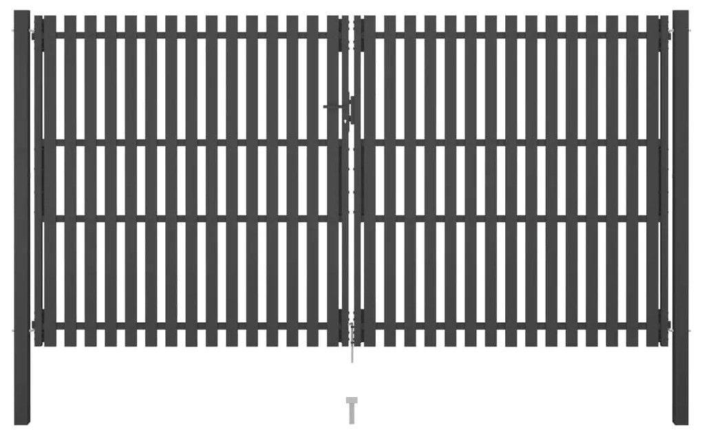 vidaXL Portão de cerca de jardim em aço 400x200 cm antracite