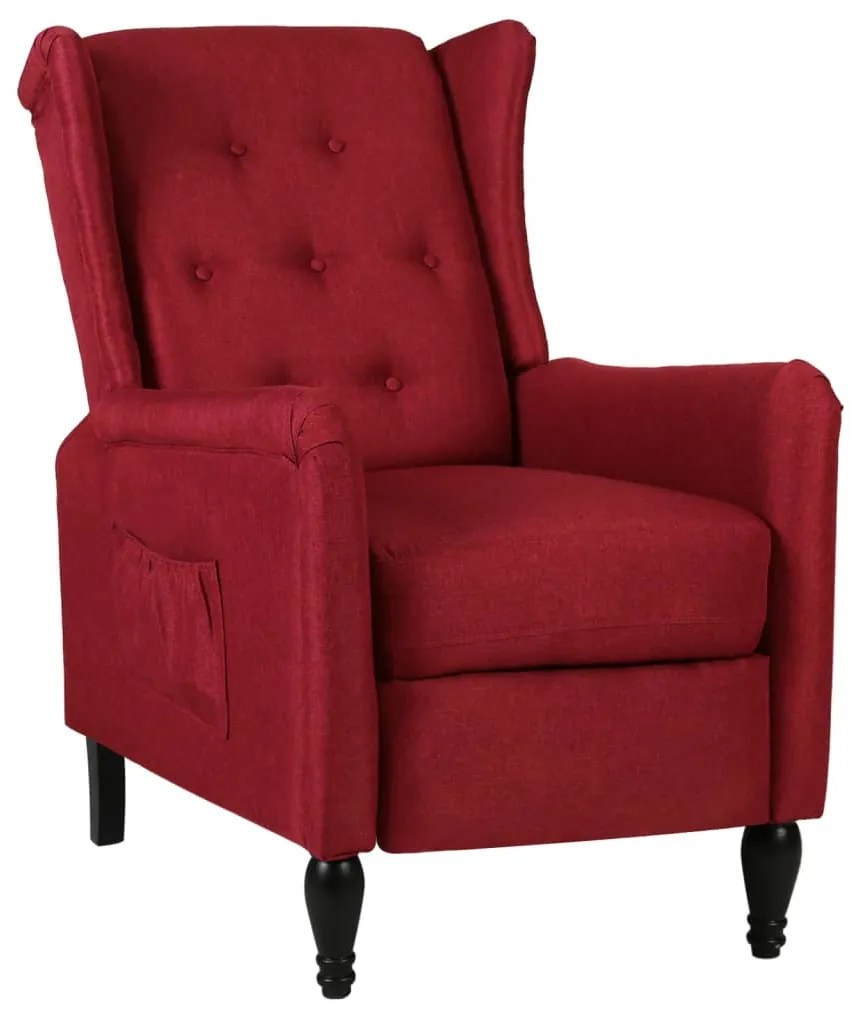 vidaXL Poltrona reclinável tecido vermelho tinto