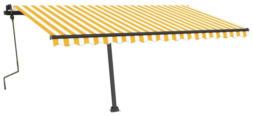 Toldo retrátil manual independente 450x350 cm amarelo e branco