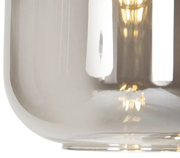 LED Candeeiro de suspensão inteligente preto com vidro fumê 3 luzes incl. Wifi A60 - Zuzanna Design