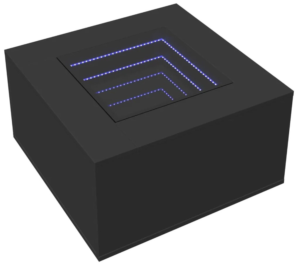 Mesa de centro c/ LEDs 60x60x40cm contraplacado preto brilhante