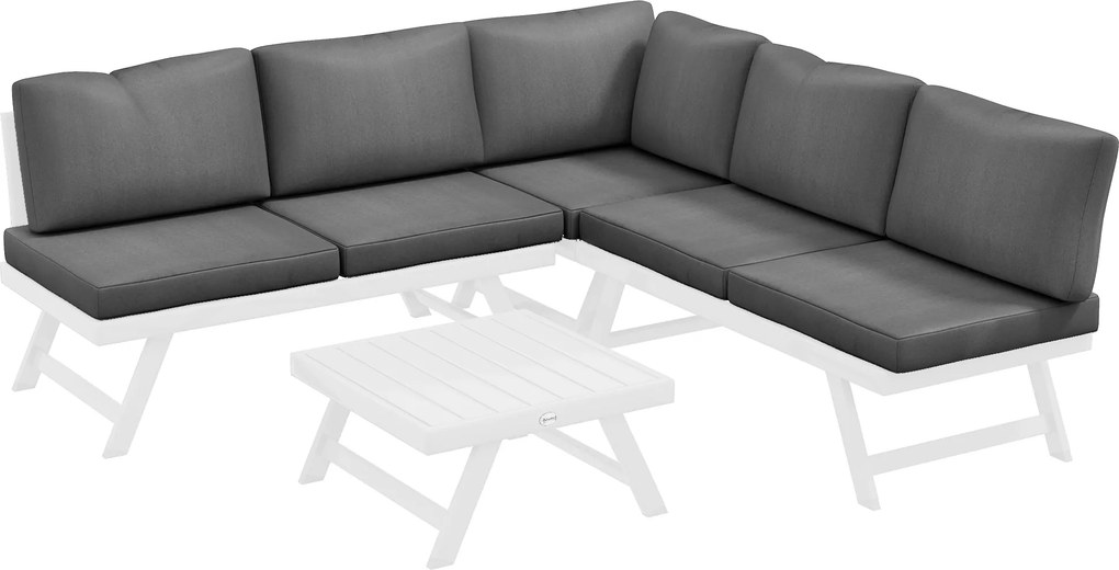 Outsunny Conjunto lounge de jardim 4 peças, 115 cm x 61 cm x 65 cm, Cinza + Branco | Aosom Portugal