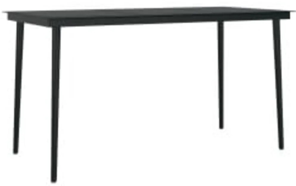 7 pcs conjunto de jantar para jardim com almofadões preto