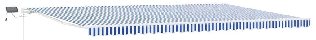Toldo Retrátil with Manual Azul e branco 6 x 3 m Tecido e metal