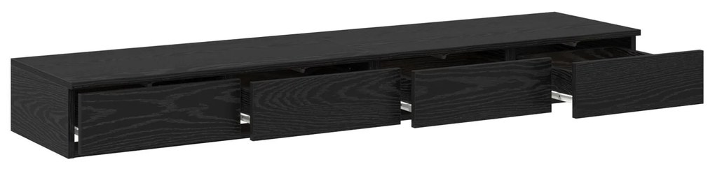 Gavetas pretas para cama VidaXL 140x36,5x16,5 cm em madeira de engenha