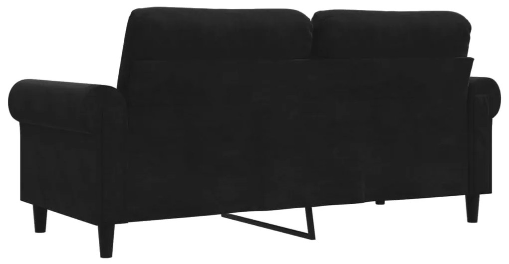 Sofá de 2 lugares veludo 140 cm preto