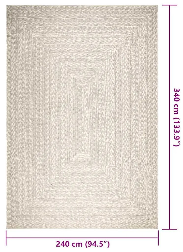 Tapete ZIZUR creme 240x340cm aspeto de juta interior e exterior