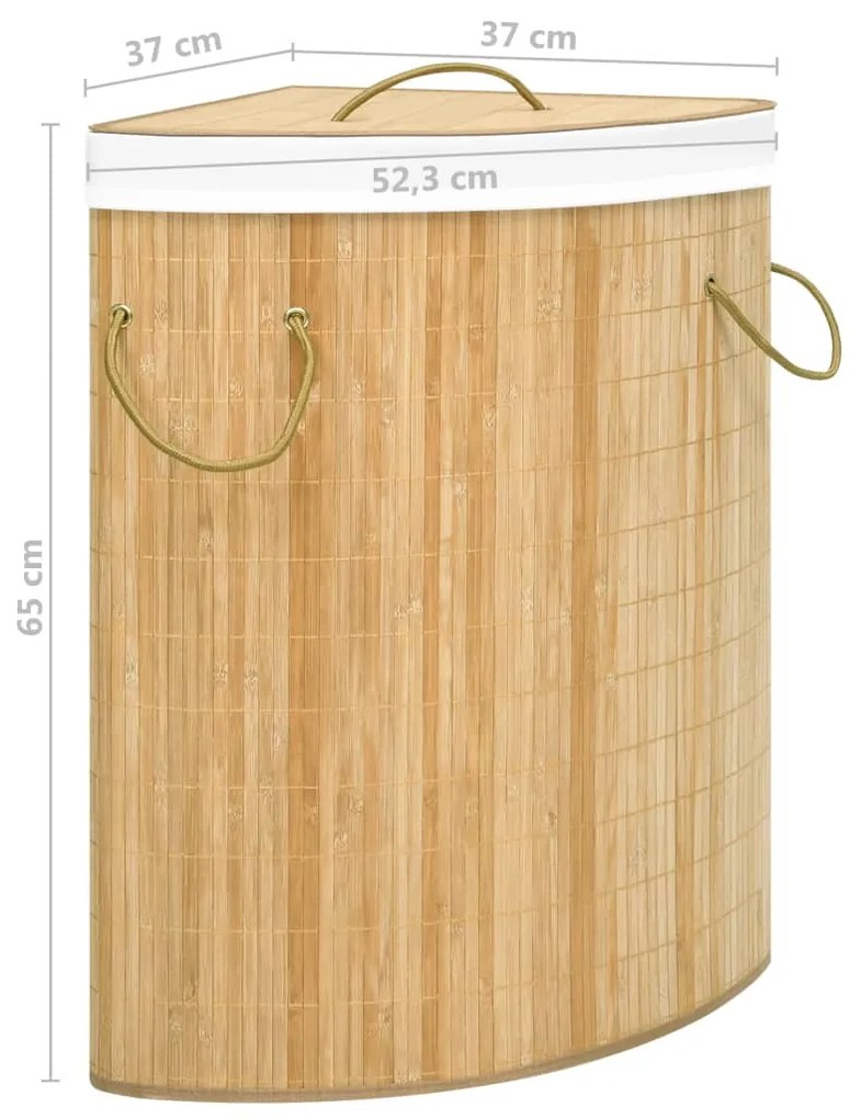 Cesto de canto para roupa suja 60 L bambu