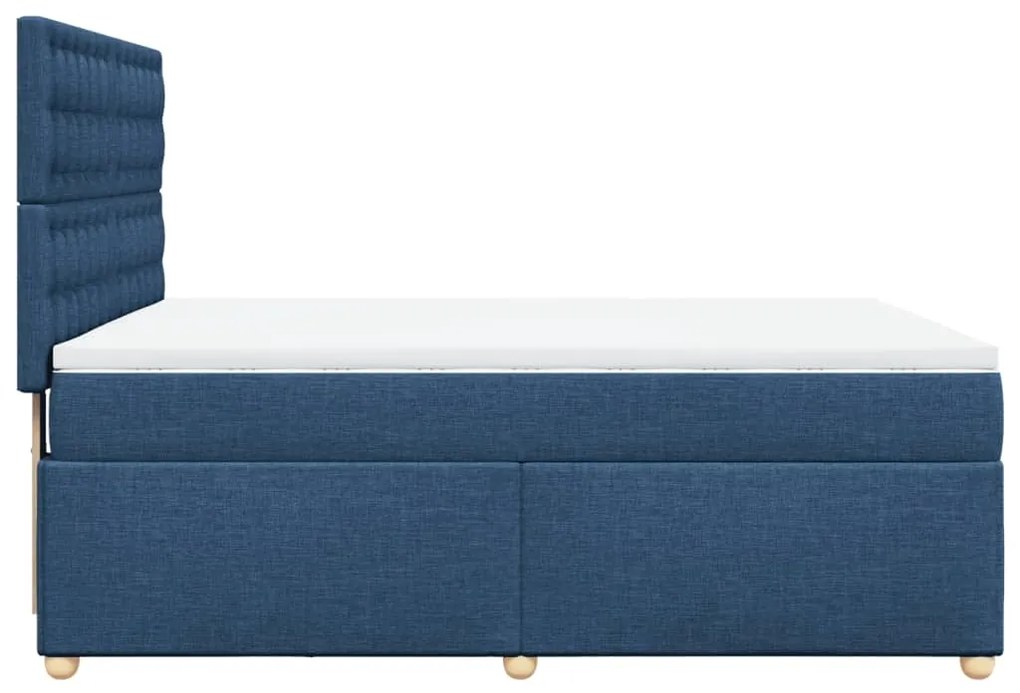Cama com molas/colchão 160x200 cm tecido azul