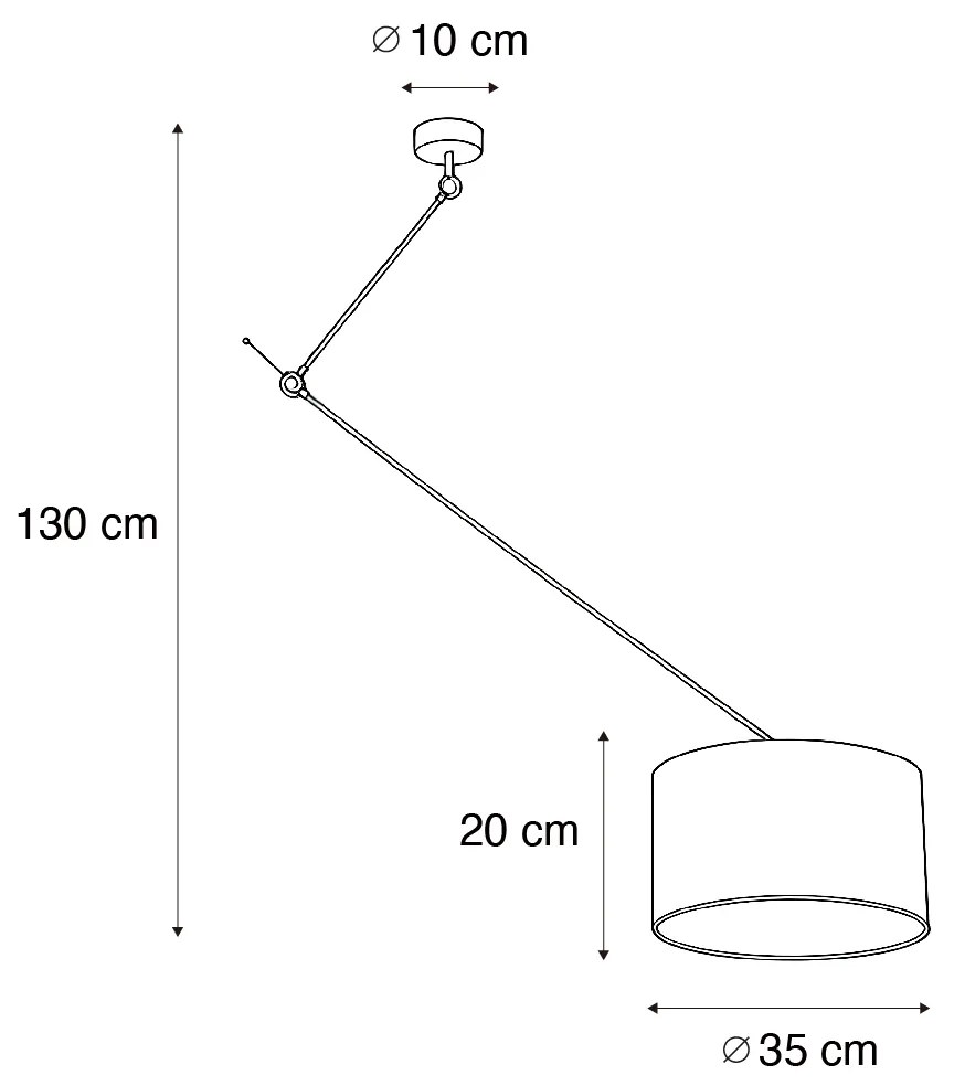Candeeiro Suspenso Preto com Abajur de Veludo Taupe 35cm - Blitz