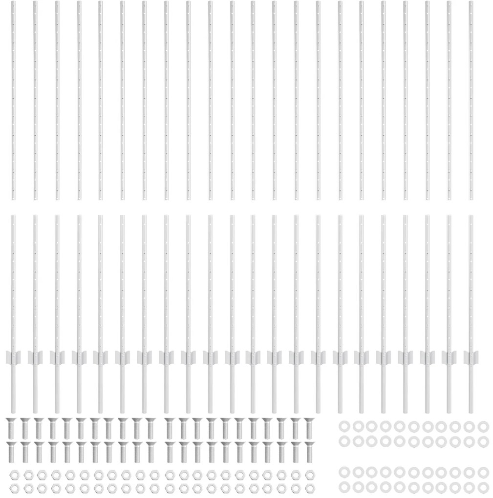 Postes de Cerca 44 pcs Canal U Prateado 200 cm Aço