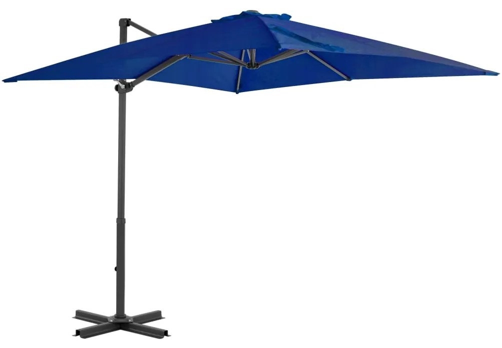 Guarda-sol cantilever com poste alumínio 250x250 cm azul ciano