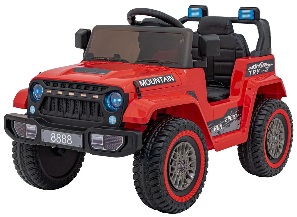 Carro elétrico para Crianças Off Road MOUNTAIN 12V Rodas Espuma EVA, Assento Couro ecológico Vermelho