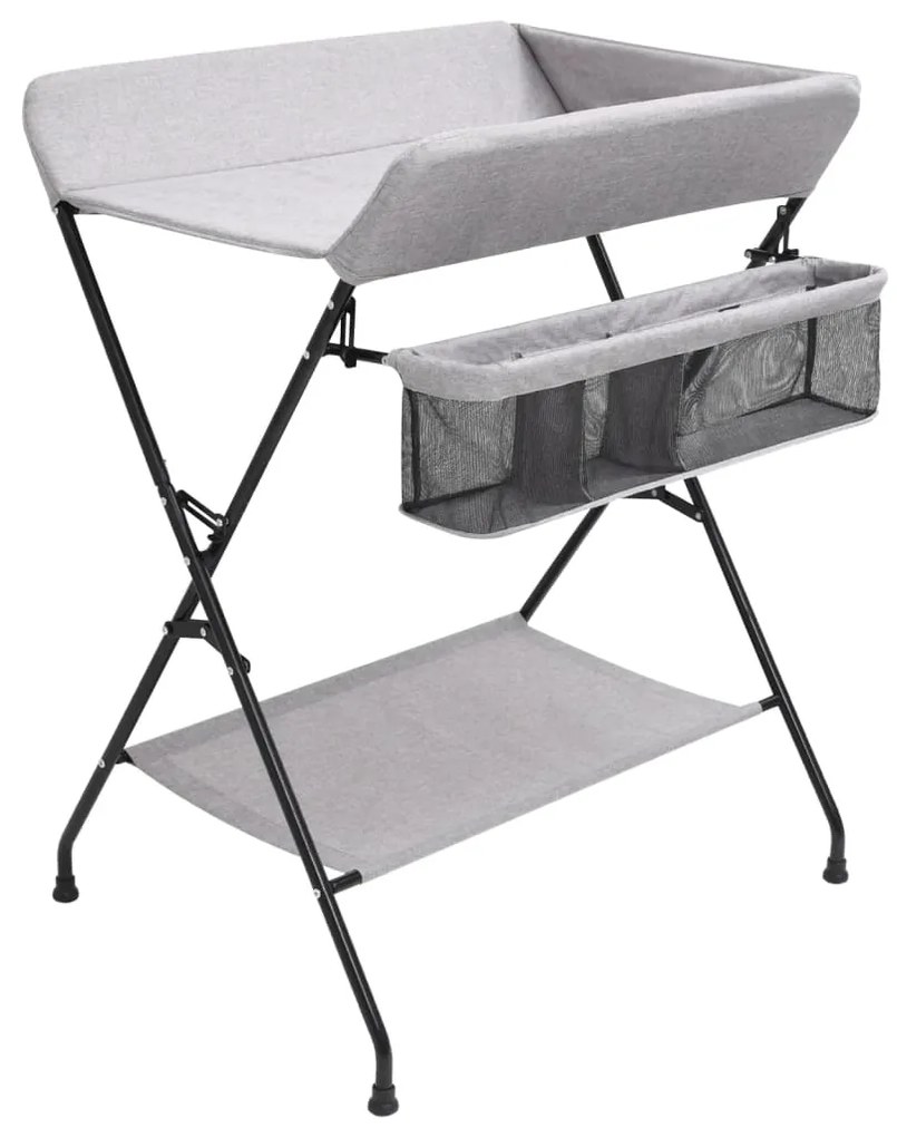 10265 vidaXL Mesa muda-fraldas ferro cinzento-claro