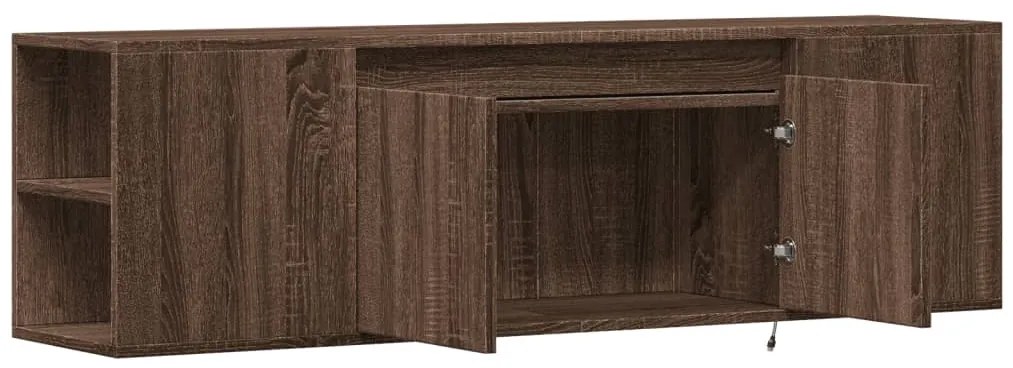 Móvel de parede p/ TV luzes LED 135x31x39,5cm carvalho castanho