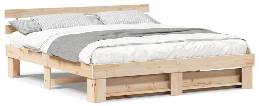 Estrutura da Cama Castanho 200 x 200 cm Madeira de pinho maciça