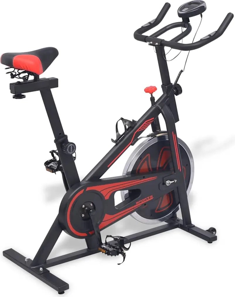 vidaXL Bicicleta de treino c/ sensores de pulso preto e vermelho