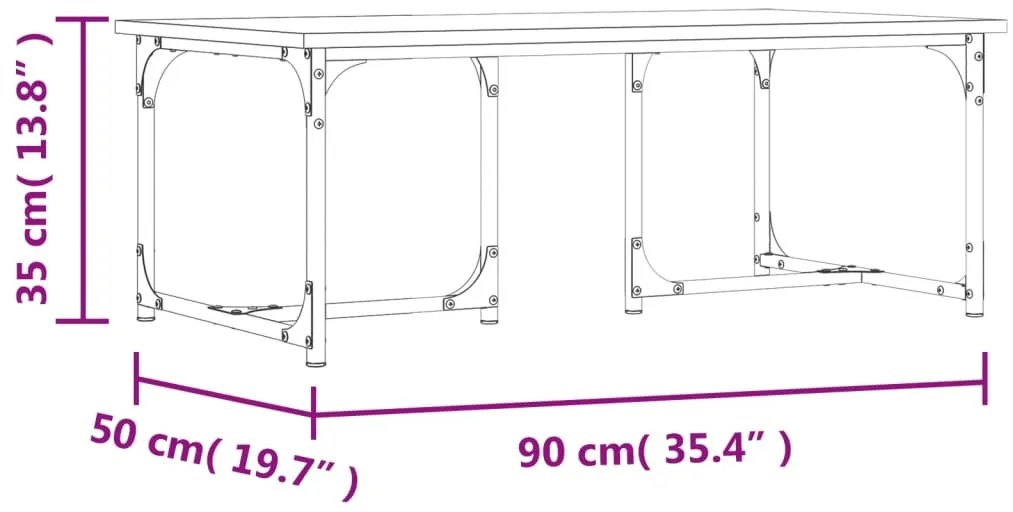Mesa de centro 90x50x35 cm derivados madeira cinzento sonoma