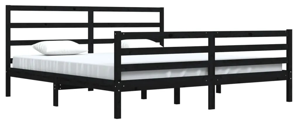 Estrutura de cama 200x200 cm pinho maciço preto