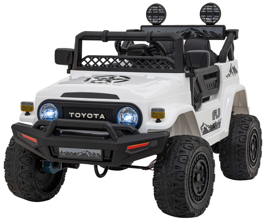 Jipe elétrico para Crianças Toyota FJ Cruiser 12V 4x4, Rodas Espuma EVA, Assentocouro ecológico Branco