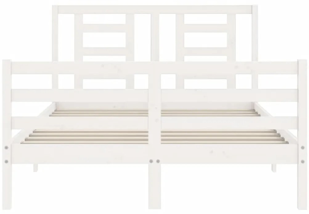 Estrutura de cama de casal c/ cabeceira madeira maciça branco