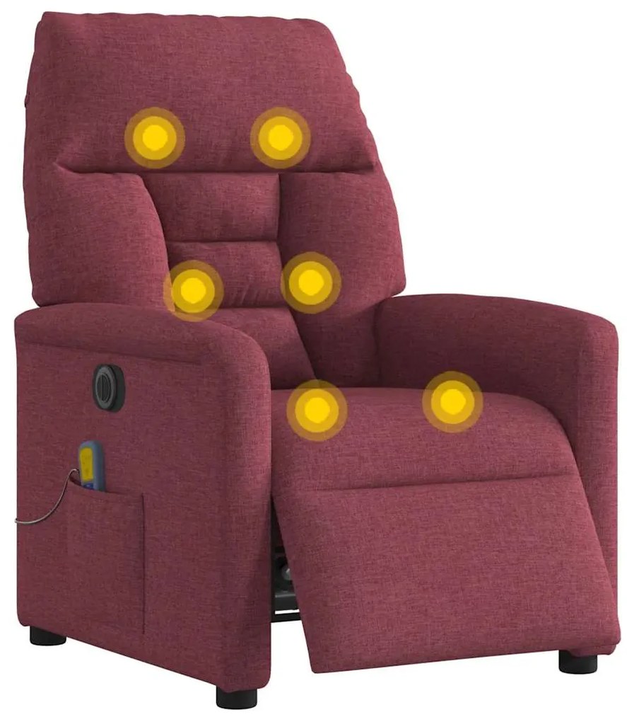Poltrona reclinável de massagens elétrica tecido vermelho tinto