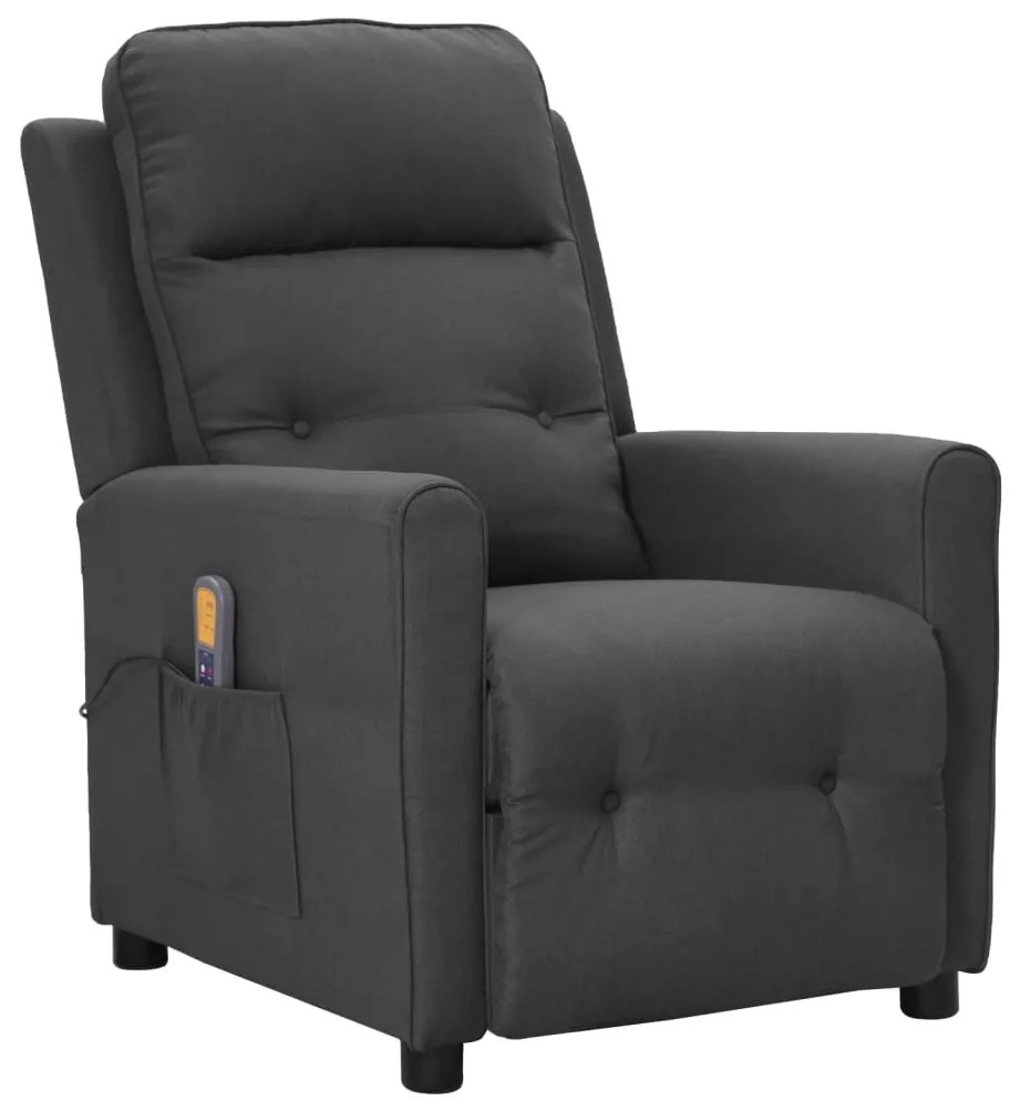 342290 vidaXL Poltrona de massagens tecido cinzento-escuro