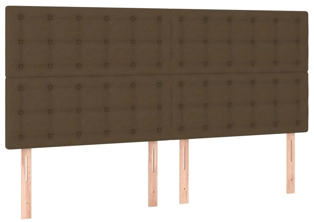 Estrutura de cama sem colchão 200x200 cm tecido castanho-escuro