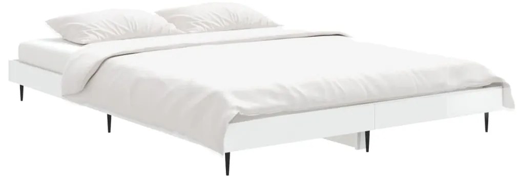 Estrutura cama 140x190 cm derivados de madeira branco brilhante