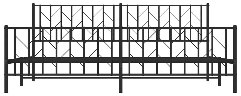 Estrutura de cama com cabeceira e pés 200x200 cm metal preto
