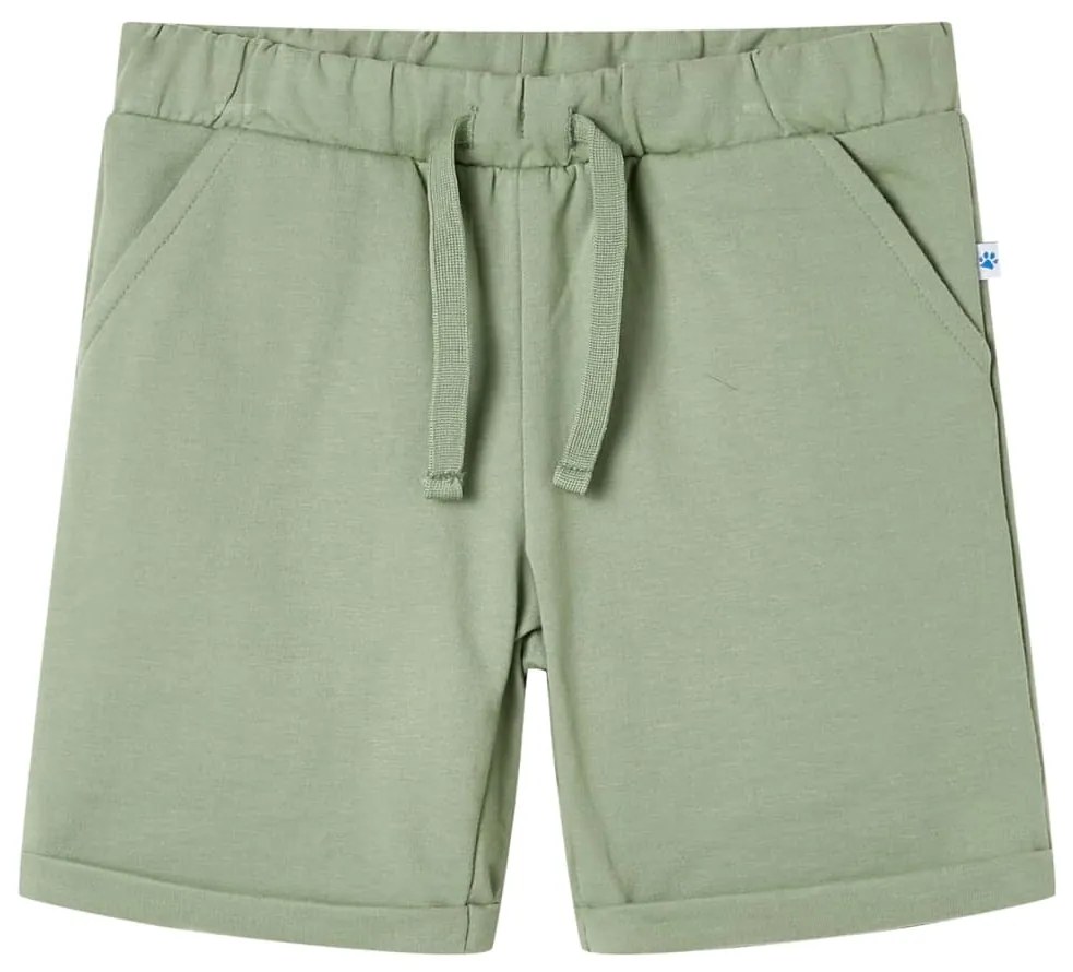 Calções de criança com cordão cor caqui-claro 104