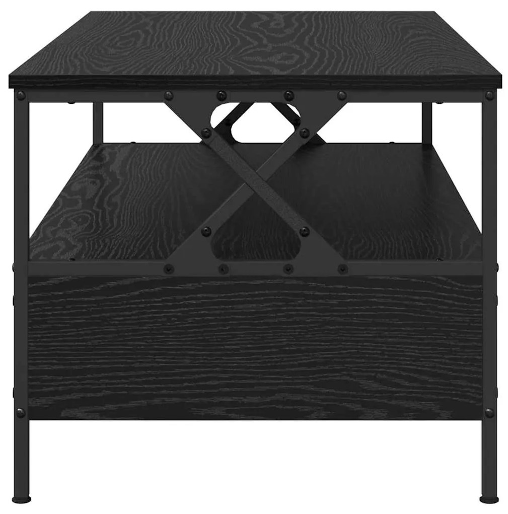 Mesa de centro com gaveta com prateleira Carvalho preto 100 x 51 x 45