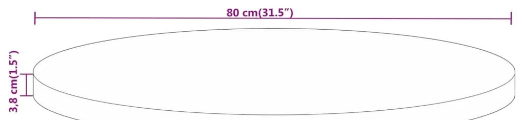 Tampo de mesa redondo Ø80x3,8cm madeira mangueira áspera maciça