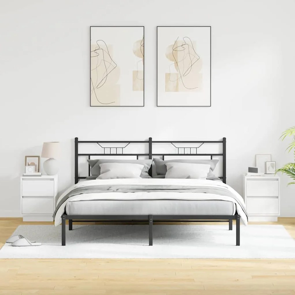 Armários de Cabeceira com Luzes LED 2 pcs Brancos 39x34,5x50 cm