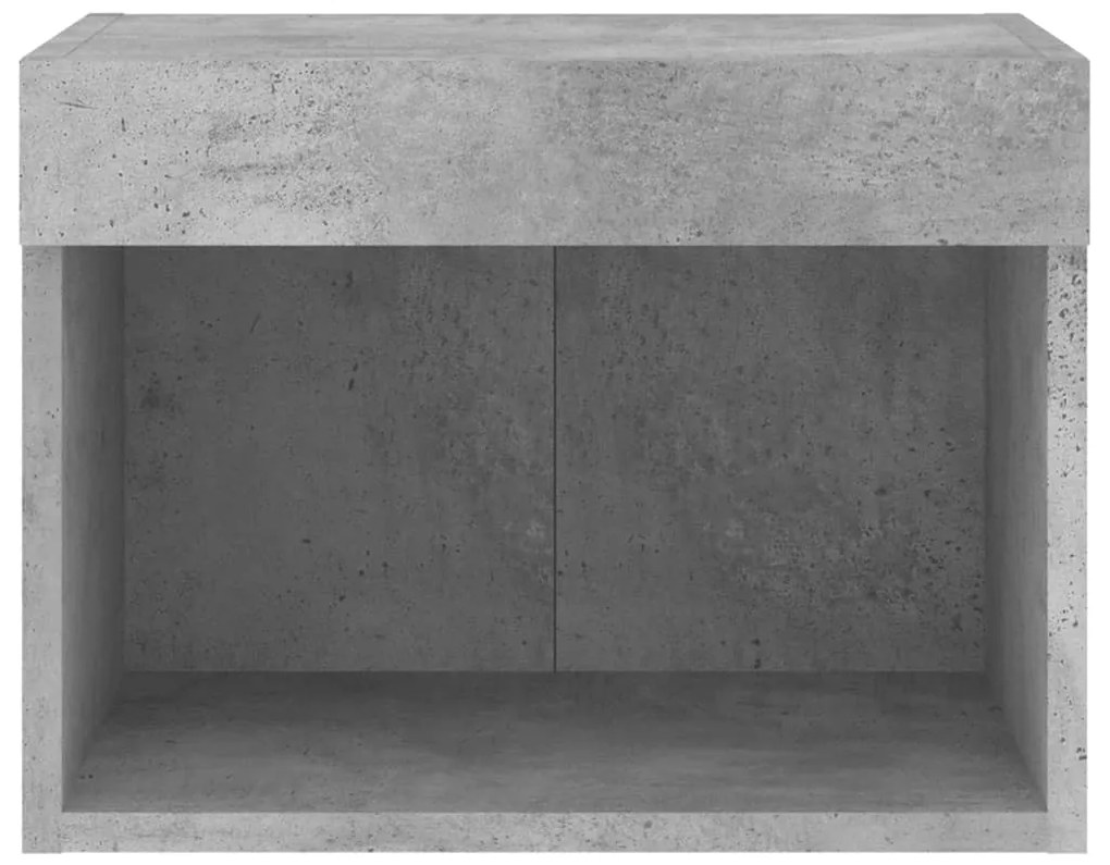 Mesa de cabeceira de parede com luzes LED cinzento cimento