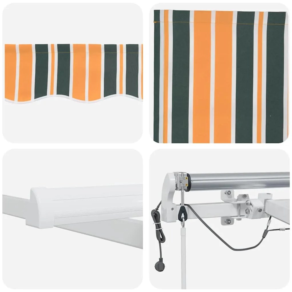 Toldo Retrátil Automático vidaXL com LED Verde e Amarelo 600x300 cm