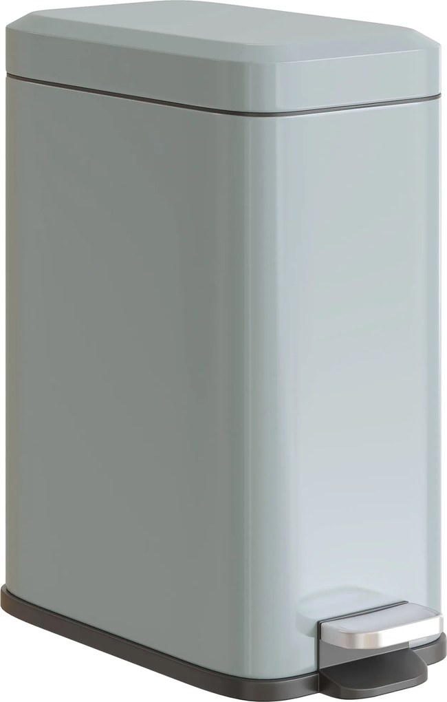 HOMCOM Lixeira de metal, Balde de lixo, Capacidade 5 L, com pedal, com balde interno, Cinza | Aosom Portugal