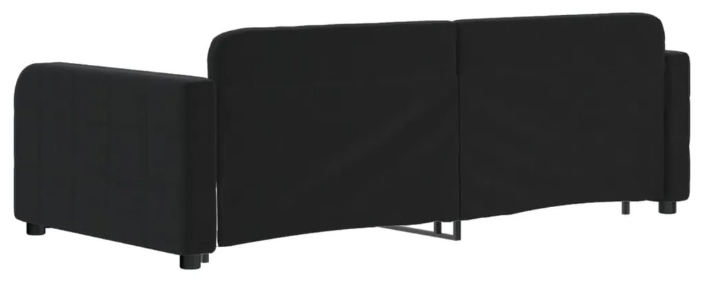 Sofá-cama com gavetão 90x190 cm veludo preto