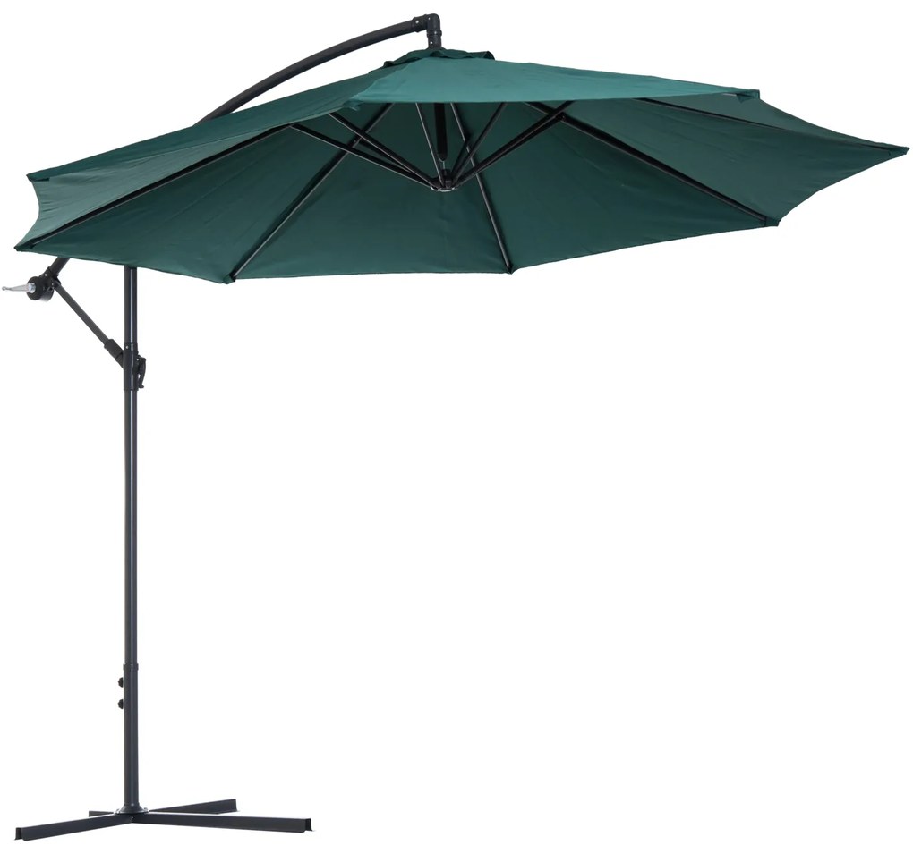 Guarda-sol Reclinável para Jardim ou Pátio - Verde Escuro - Aço e Poliéster 180 g/m2 - Φ3 x 2,6 m (Diâmetro x Altura)