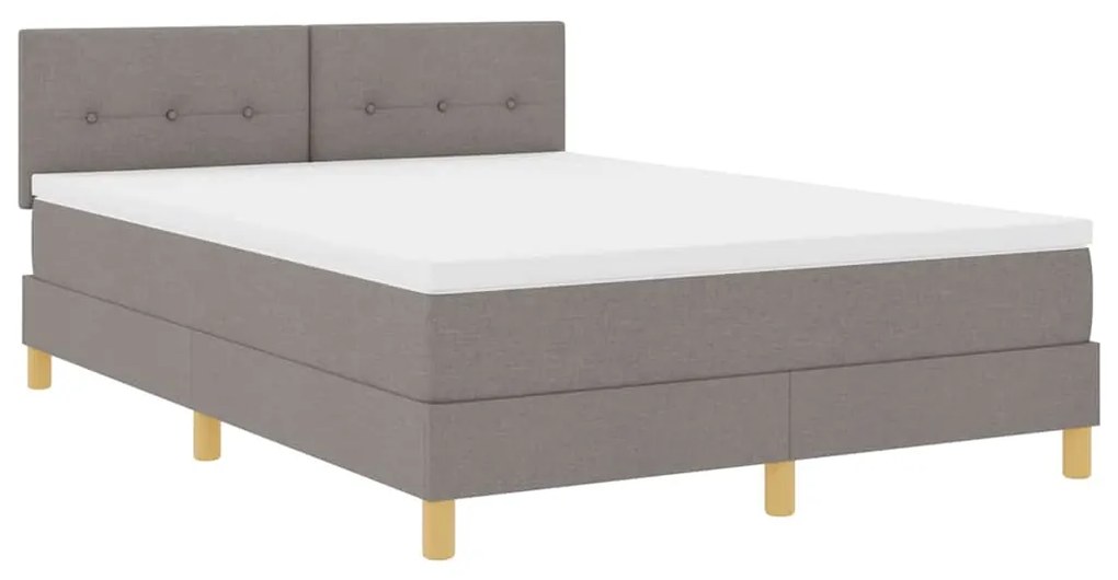 Cama Box Spring com Colchão &amp; LED Taupe 140x190 cm Tecido