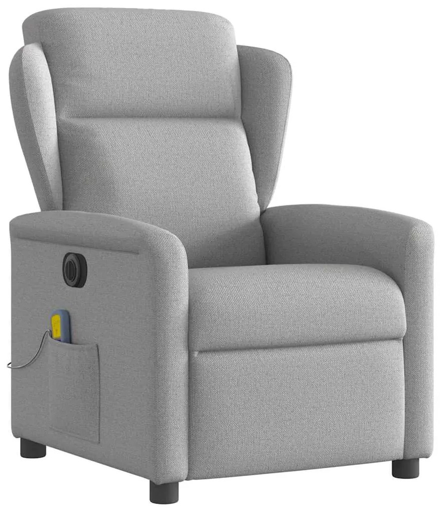 Poltrona massagens reclinável elétrica tecido cinzento-nublado