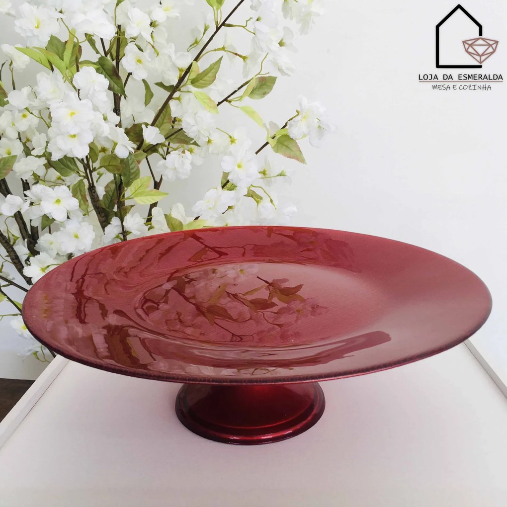 Prato p/ Bolo | Vidro Vermelho