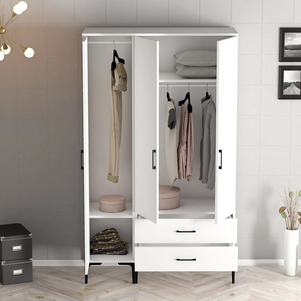 Roupeiro Kumsal PT – Branco – 120x47,5x201,4 cm