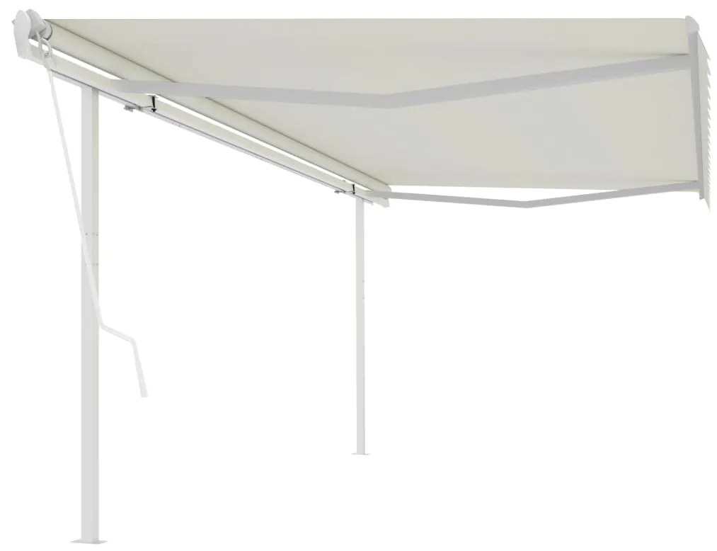 vidaXL Toldo retrátil automático com postes 5x3 m cor creme