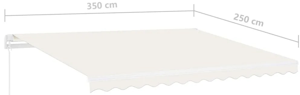 Toldo retrátil manual com LED 350x250 cm cor creme
