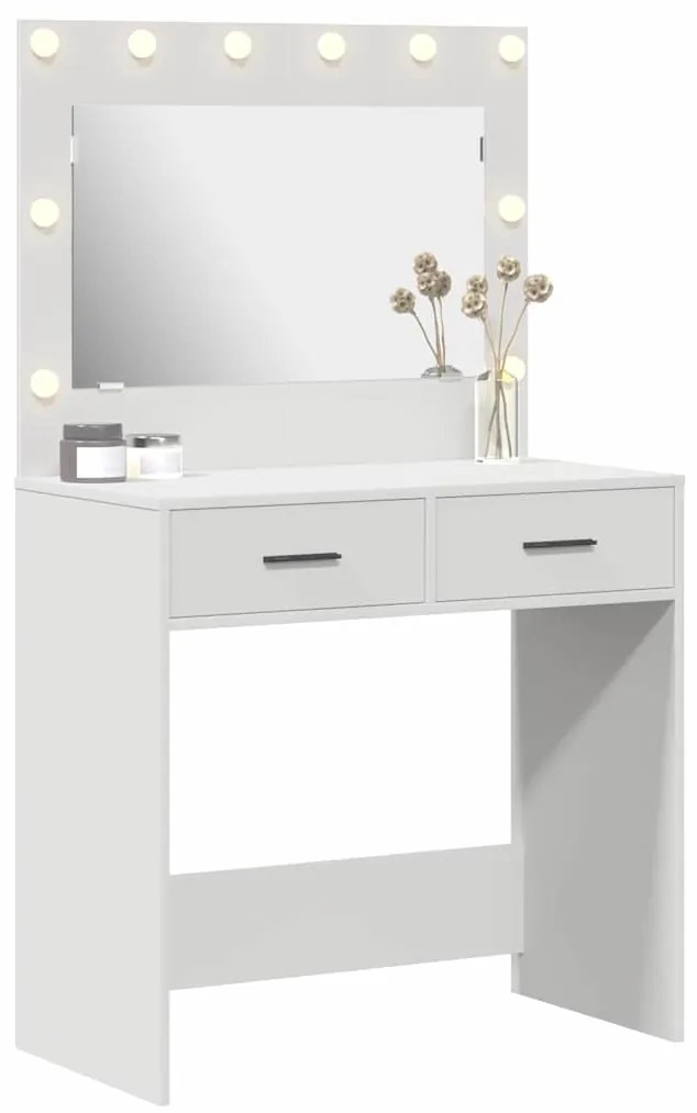 Mesa de Toucador com Luzes LED - Branca, 78.5 x 41 x 135 cm