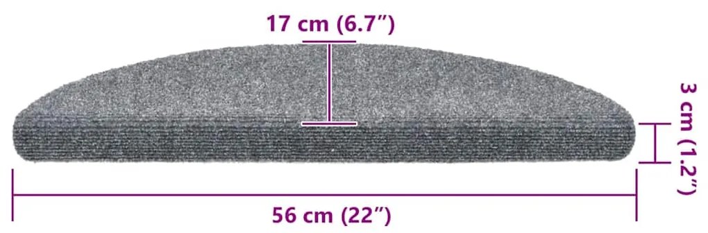 Tapetes de escada autoadesivos 5 pcs 56x17x3 cm cinzento-claro