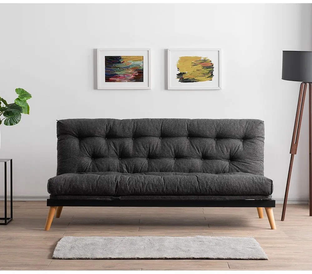 Sofá-cama de 3 Lugares Saki – Cinzento Escuro – 185x92x82 cm