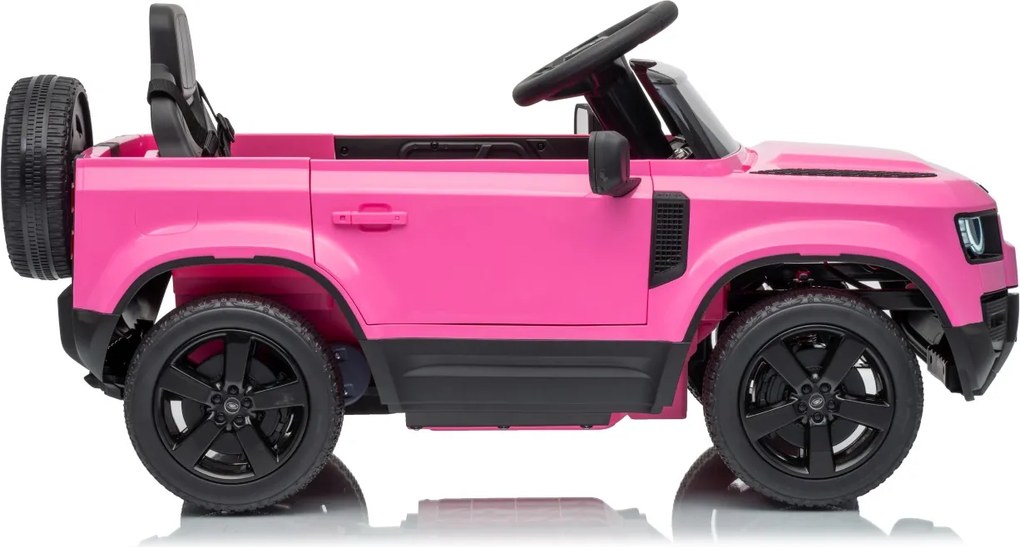 Carro elétrico para Crianças 12V 4x4 Land Rover Defender Rodas de espuma EVA, Assento Couro ecológico, Controlo remoto Rosa